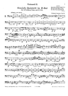 String Quintet in B Flat Major, Op.12: Cello II part by Wilibald Sommer