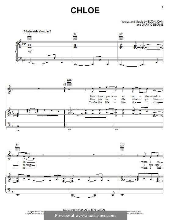Chloe: For voice and piano (or guitar) by Elton John, Gary Osborne
