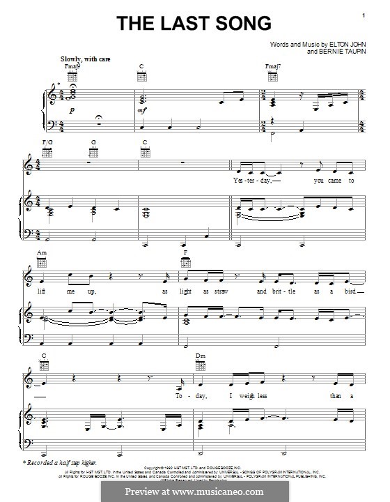 The Last Song: For voice and piano (or guitar) by Elton John