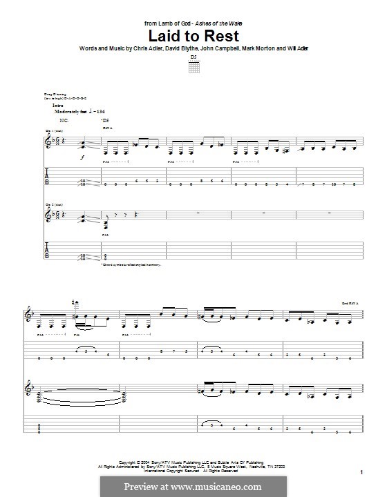 Laid to Rest (Lamb of God): For guitar with tab by Chris Adler, David Blythe, John Campbell, Mark Morton, Will Adler
