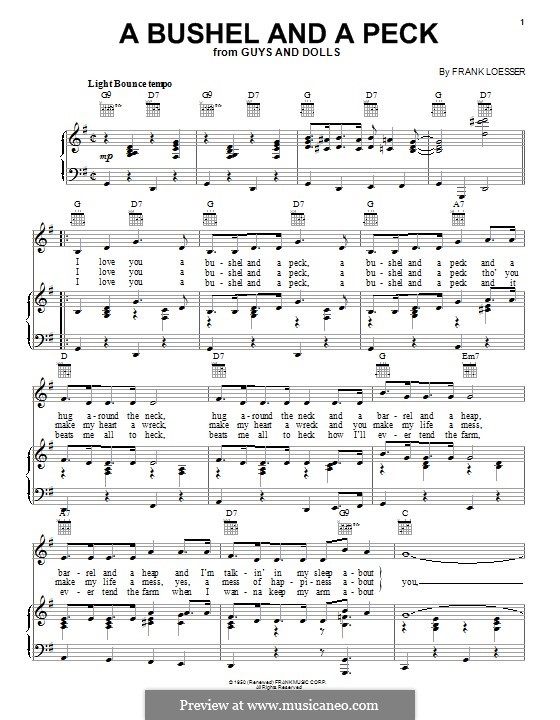 A Bushel and a Peck (from Guys and Dolls): For voice and piano (or guitar) by Frank Loesser