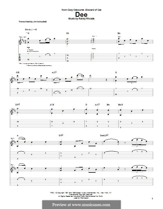 Dee: For guitar with tab by Randy Rhoads