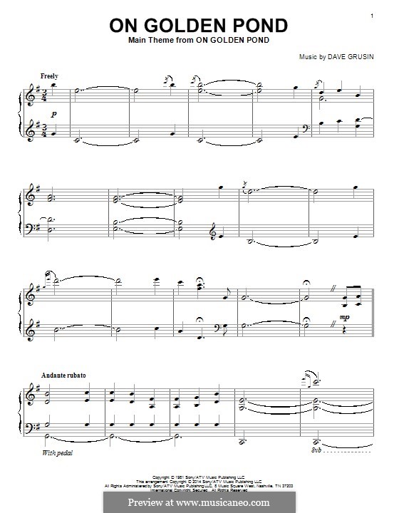 on golden pond by d grusin sheet music on musicaneo on golden pond sheet music