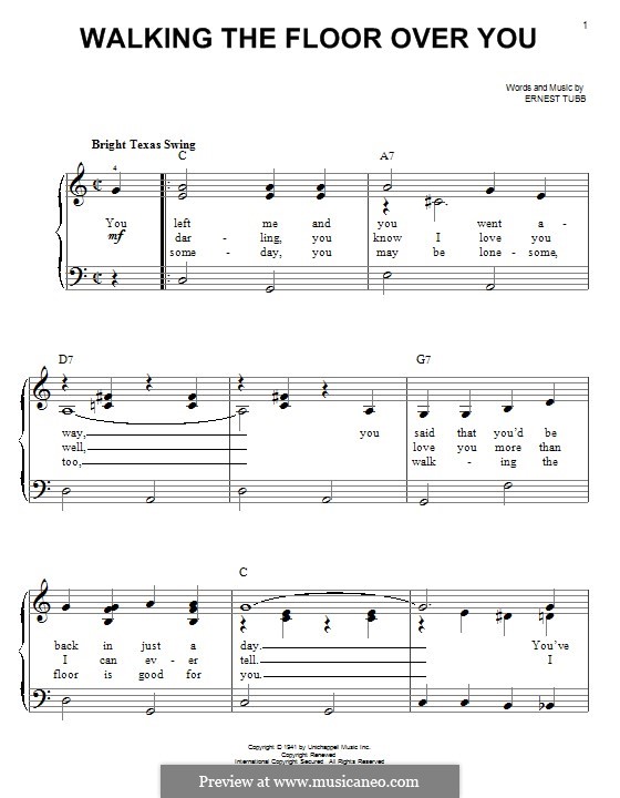 Walking The Floor Over You By E Tubb Sheet Music On Musicaneo