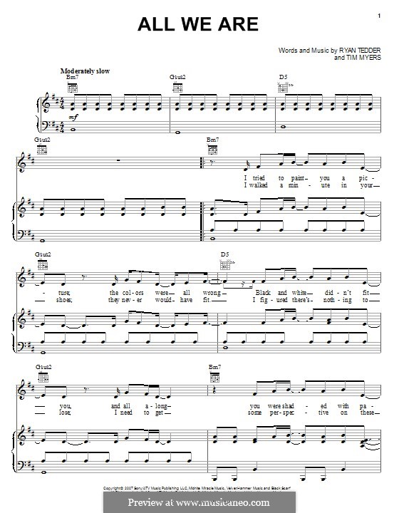 All We Are (OneRepublic): All We Are (OneRepublic) by Ryan B Tedder, Tim Myers