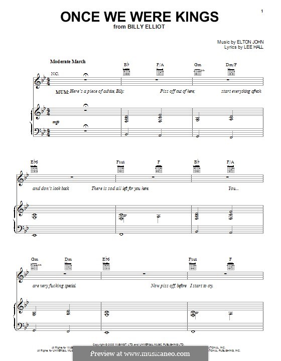Once We Were Kings: For voice and piano (or guitar) by Elton John