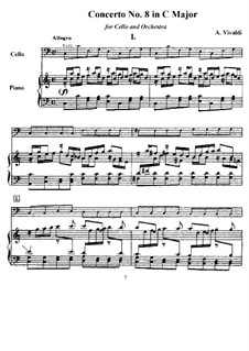 Concerto for Cello and Strings in C Major, RV 398: For cello and piano by Antonio Vivaldi