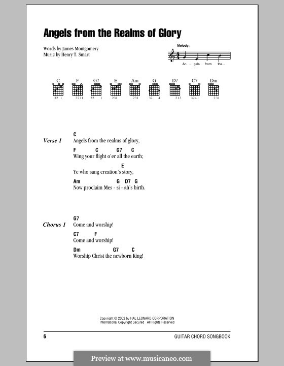 Angels, from the Realms of Glory: Lyrics and chords by Henry Smart