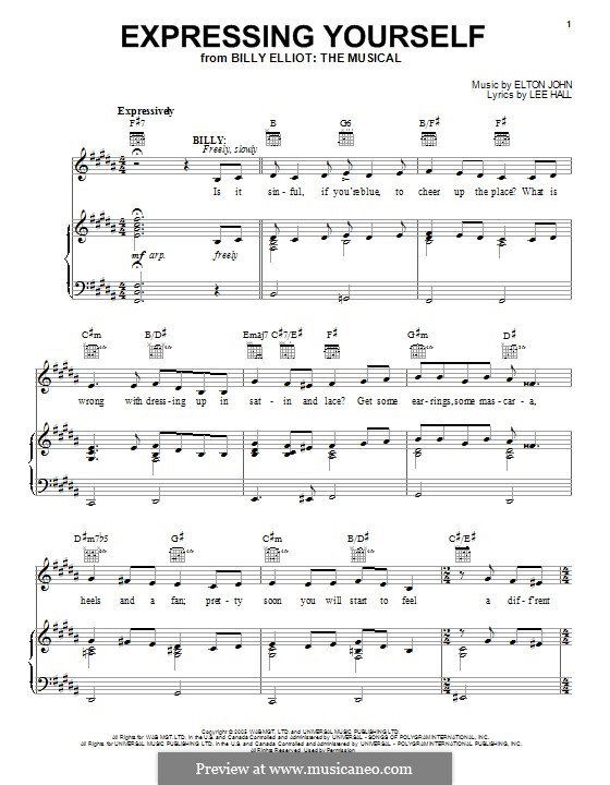Expressing Yourself: For voice and piano (or guitar) by Elton John