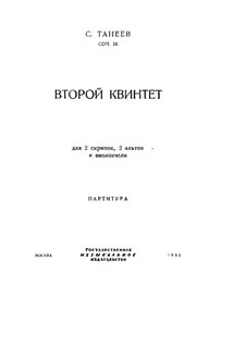 String Quintet No.2 in C Major, Op.16: Full score by Sergei Taneyev