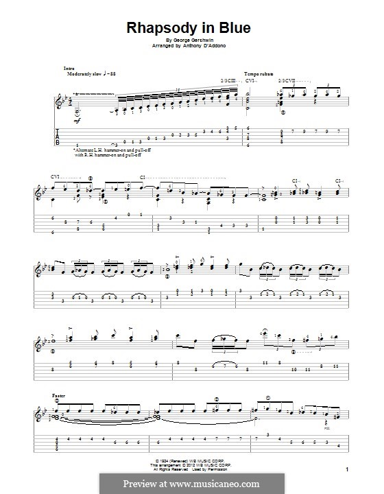 Rhapsody in Blue: For guitar with tab by George Gershwin