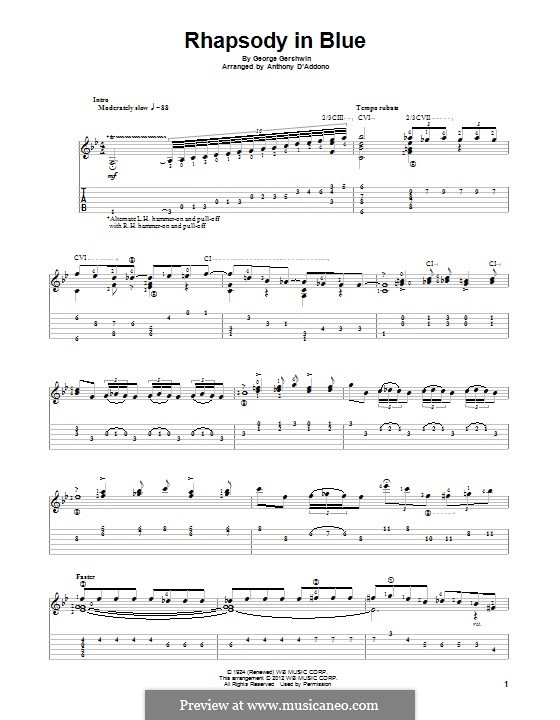 Instrumental version: For guitar with tab by George Gershwin