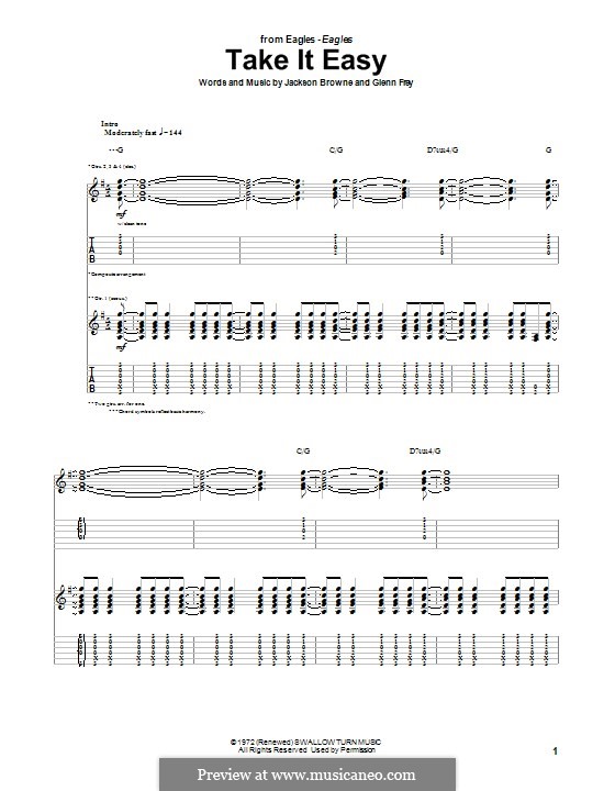 Take It Easy (The Eagles): For guitar with tab by Glen Frey, Jackson Browne