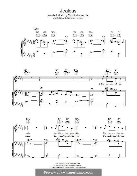 Jealous Labrinth By J Kear N Hemby T Mckenzie On Musicaneo for keyboard