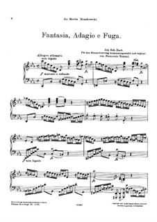 Fantasia, Adagio and Fugue: For piano by Johann Sebastian Bach