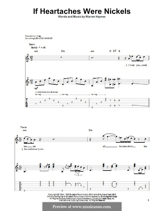 If Heartaches Were Nickels: For guitar with tab by Joe Bonamassa
