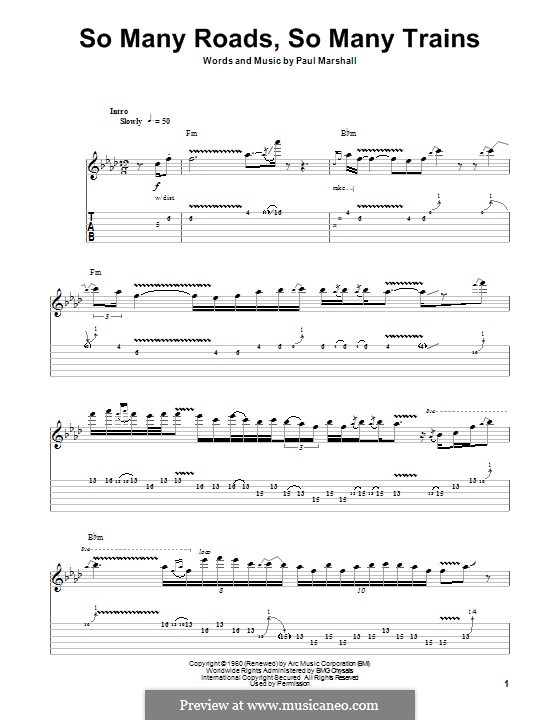 So Many Roads, So Many Trains: For guitar with tab by Paul Marshall