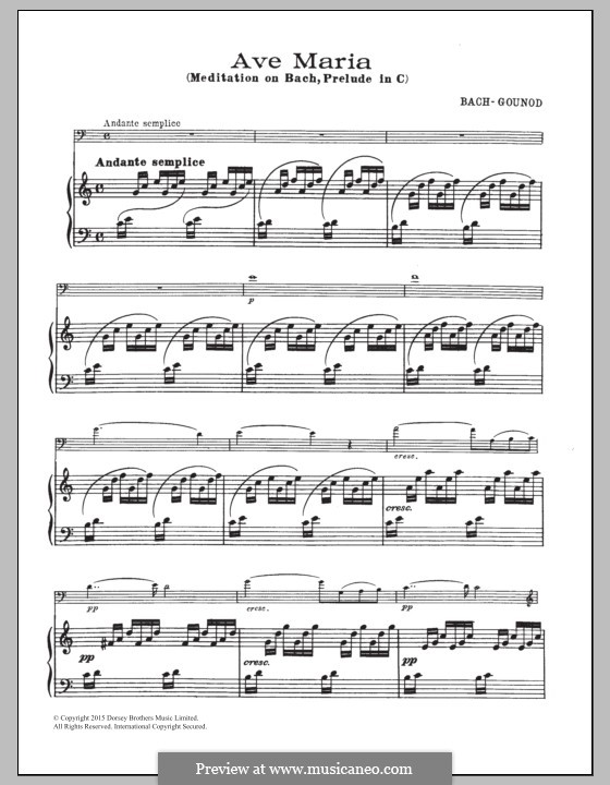 Ave Maria (Printable Sheet Music): For cello and piano by Johann Sebastian Bach, Charles Gounod