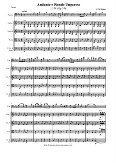 Andante and Hungarian Rondo for Bassoon and Orchestra, J.158 Op.35: Score and all parts by Carl Maria von Weber