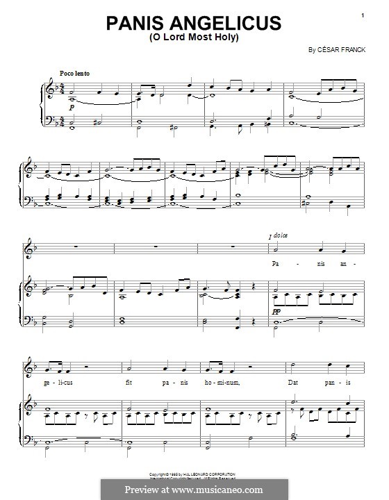 Panis Angelicus (O Lord Most Holy), Printable Scores: For voice and piano by César Franck