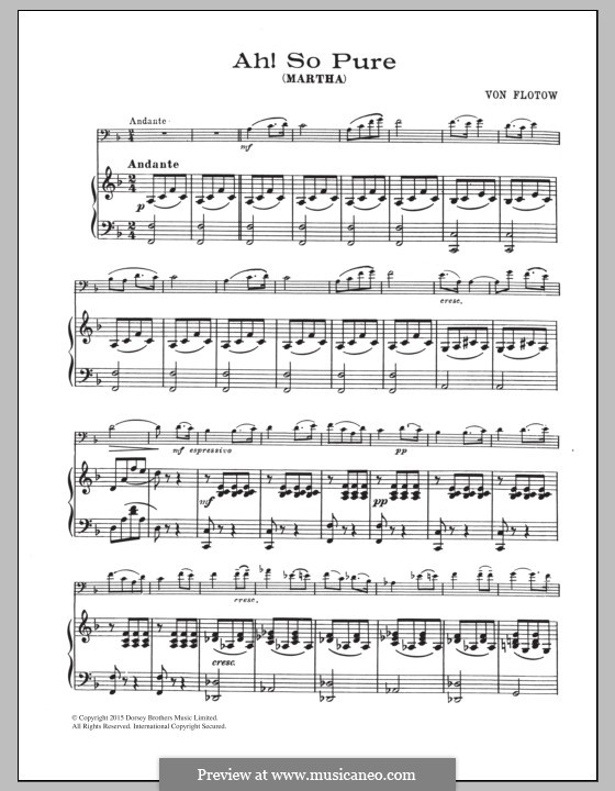 Martha, or The Market at Richmond: Ah! So pure, for cello and piano by Friedrich von Flotow