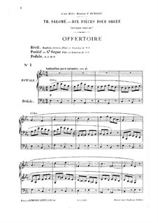 Ten Pieces for Organ: No.1 Offertory by Théodore Salomé