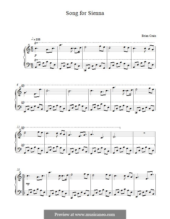 Song for Sienna: For piano by Brian Crain