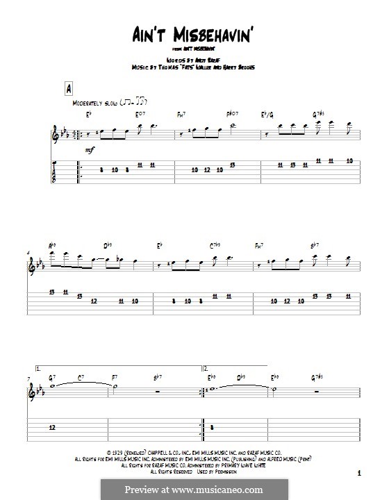 Ain't Misbehavin': For guitar with tab by Fats Waller, Harry Brooks