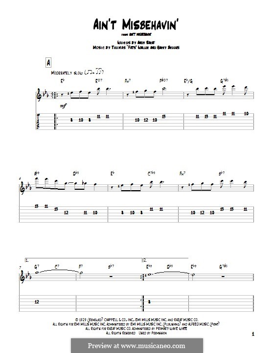 Ain't Misbehavin': For guitar with tab by Fats Waller, Harry Brooks