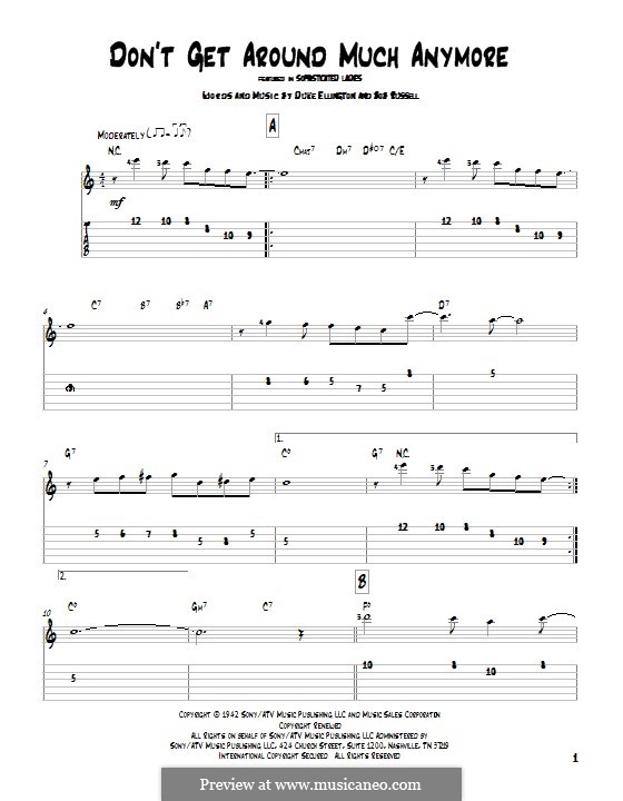 Don't Get Around Much Anymore: For guitar with tab by Duke Ellington