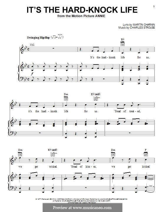 Hard knock life. Its the hard Knock Life Ноты. Its hard Knock Life мюзикл Annie. It's the hard-Knock Life (from Annie) Ноты. Мюзикл Энни Ноты.