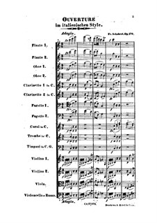 Overture for Orchestra in Italian Style in C Major, D.591 Op.170: Full score by Franz Schubert