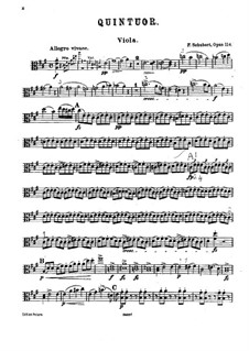 Quintet for Strings and Piano 'The Trout', D.667 Op.114: Viola part by Franz Schubert