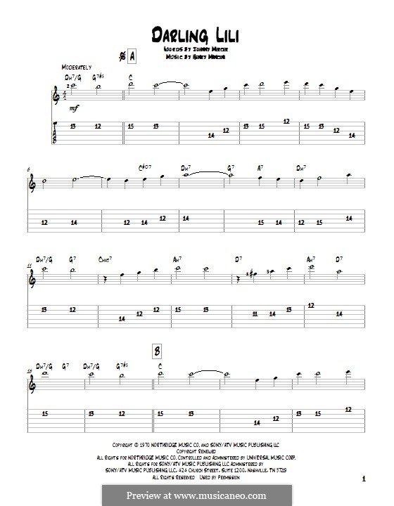 Darling Lili: For guitar with tab by Henry Mancini