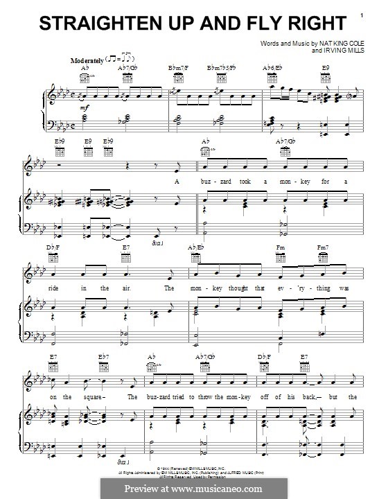 Straighten Up and Fly Right (Diana Krall): For voice and piano (or guitar) by Irving Mills