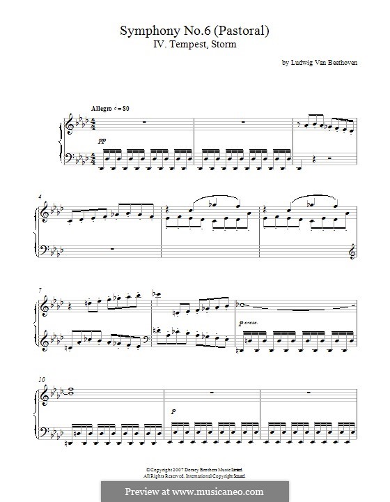 Movement IV. Thunderstorm, Storm: For piano (fragment) by Ludwig van Beethoven