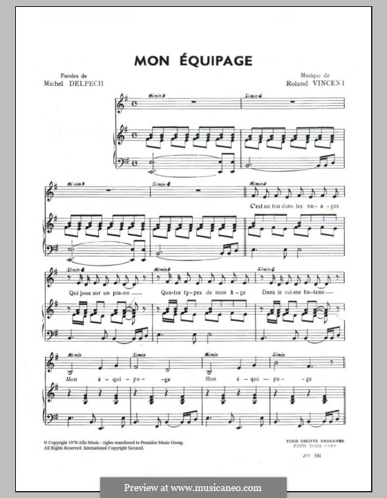 Mon Equipage: For voice and piano by Roland Vincent