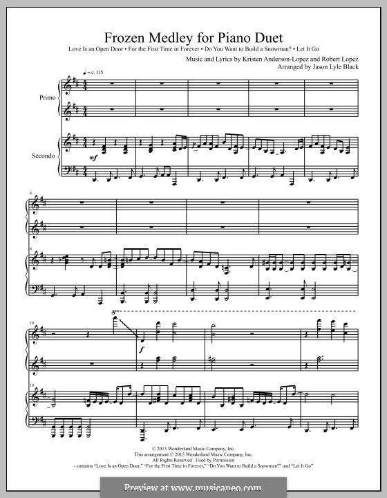 Frozen Medley for Piano Duet: For piano four hands by Robert Lopez, Kristen Anderson-Lopez