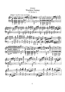 Fantasia for Piano in C Major 'Wanderer', D.760 Op.15: For a single performer by Franz Schubert