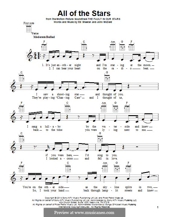 All of the Stars: For ukulele by Ed Sheeran, John McDaid