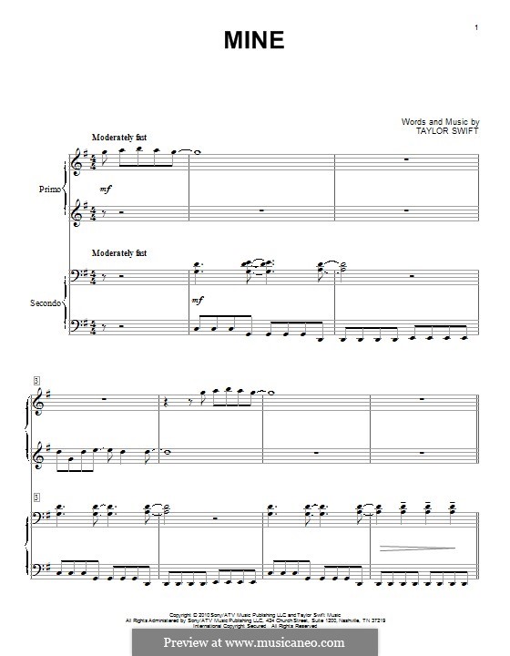 Mine: For piano by Taylor Swift