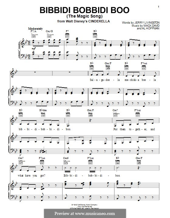 Bibbidi-Bobbidi-Boo (The Magic Song): For voice and piano (or guitar) by Al Hoffman, Mack David