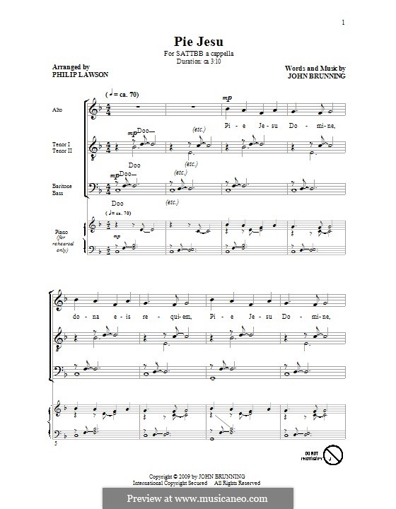 Pie Jesu by J. Brunning sheet music on MusicaNeo