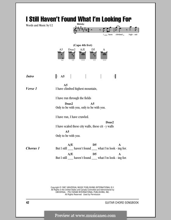 I Still Haven't Found What I'm Looking for: Lyrics and chords by U2