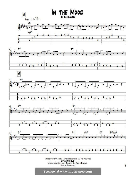 In the Mood (Glen Miller): For guitar with tab by Joe Garland