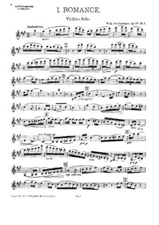 Two Sentimental Romances, Op.28: For violin and piano – solo part by Wilhelm Stenhammar