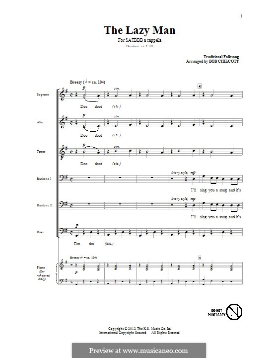 The Lazy Man: For mixed choir by folklore