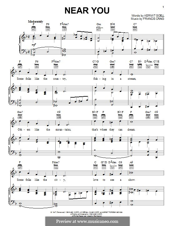 Near You: For voice and piano (or guitar) by Francis Craig