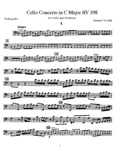 Concerto for Cello and Strings in C Major, RV 398: For cello and piano – solo part by Antonio Vivaldi