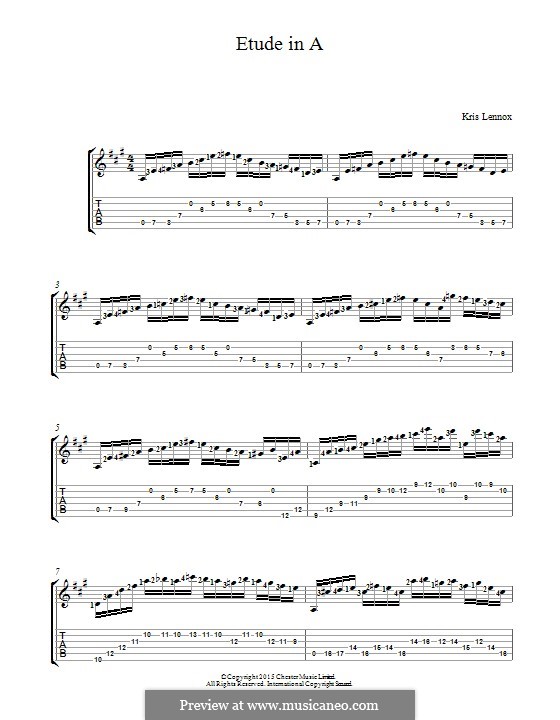 Etude in A: For guitar by Kris Lennox
